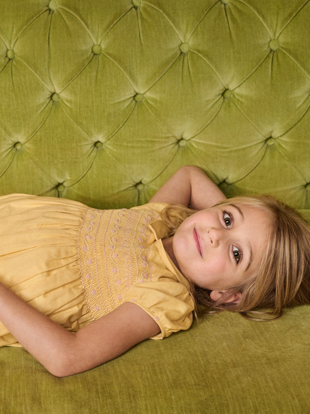 Nicky Hilton x La Coqueta Lemon Dolly Girl Hand-Smocked Dress