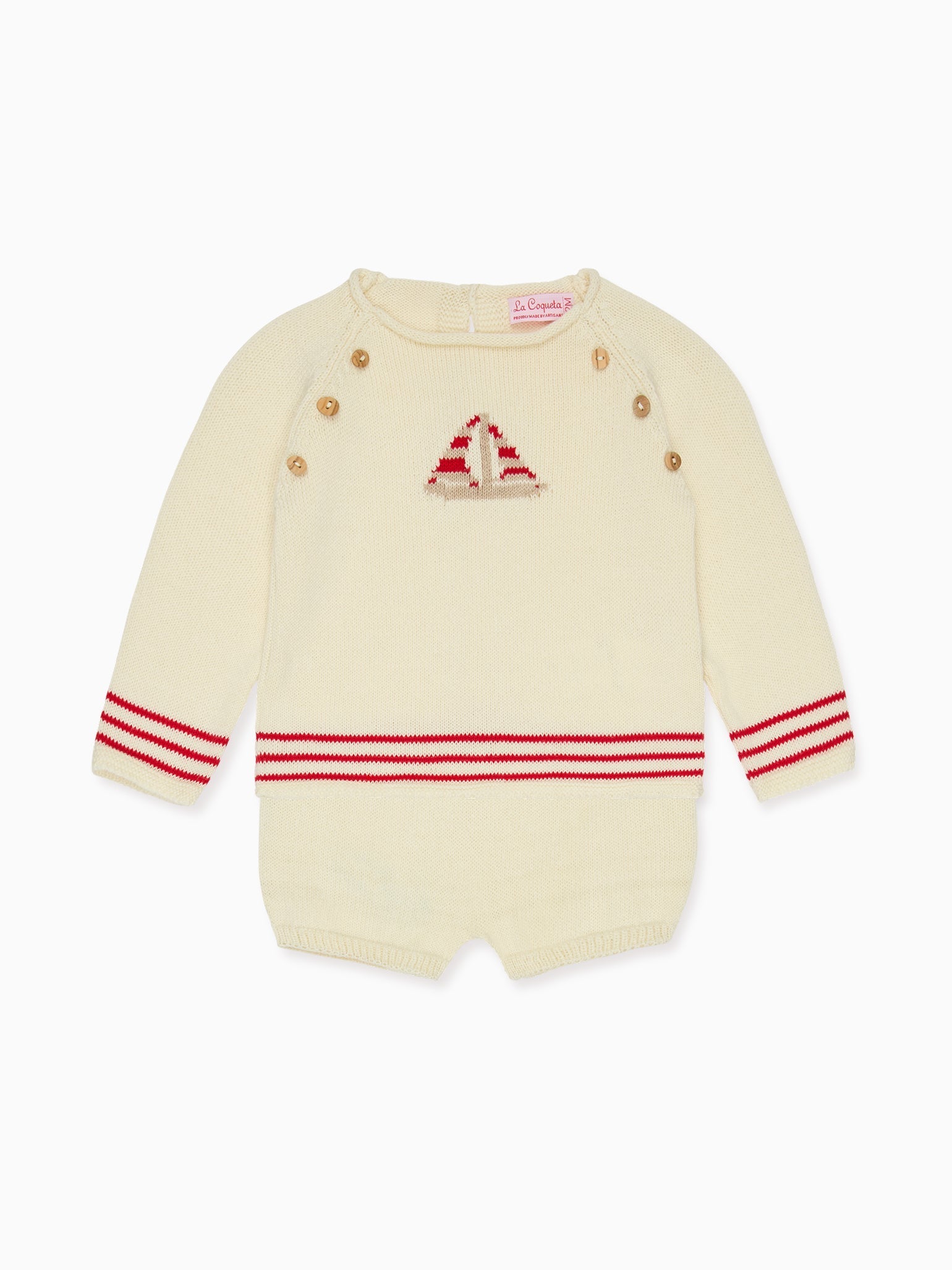 Red Stripe Ancla Cotton Baby Knitted Gift Box Set