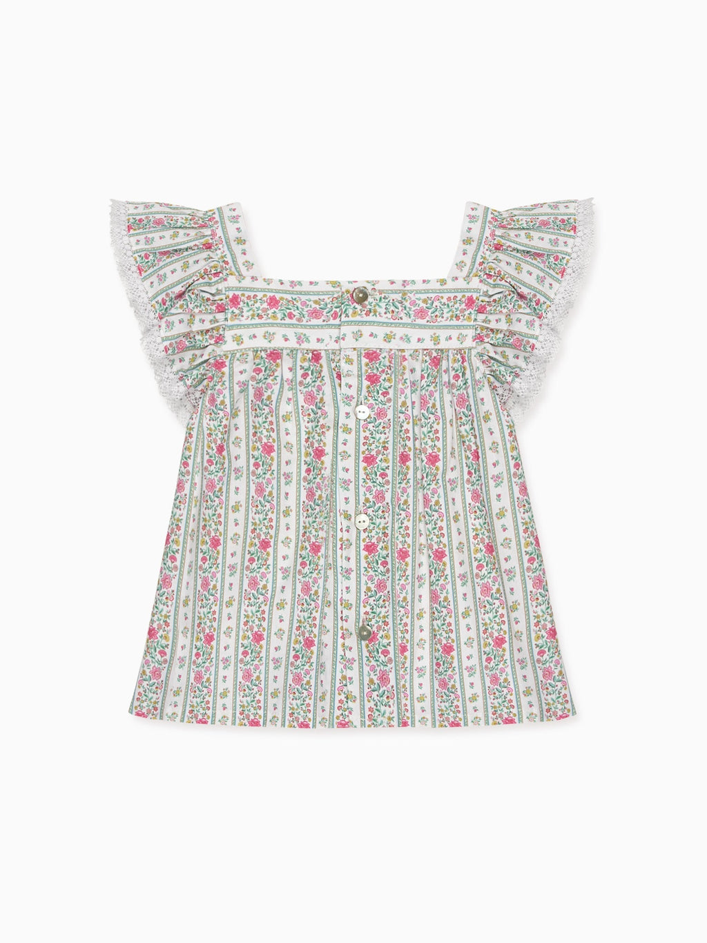 Fuchsia Pink Floral Stripe Anika Baby Girl Shirt