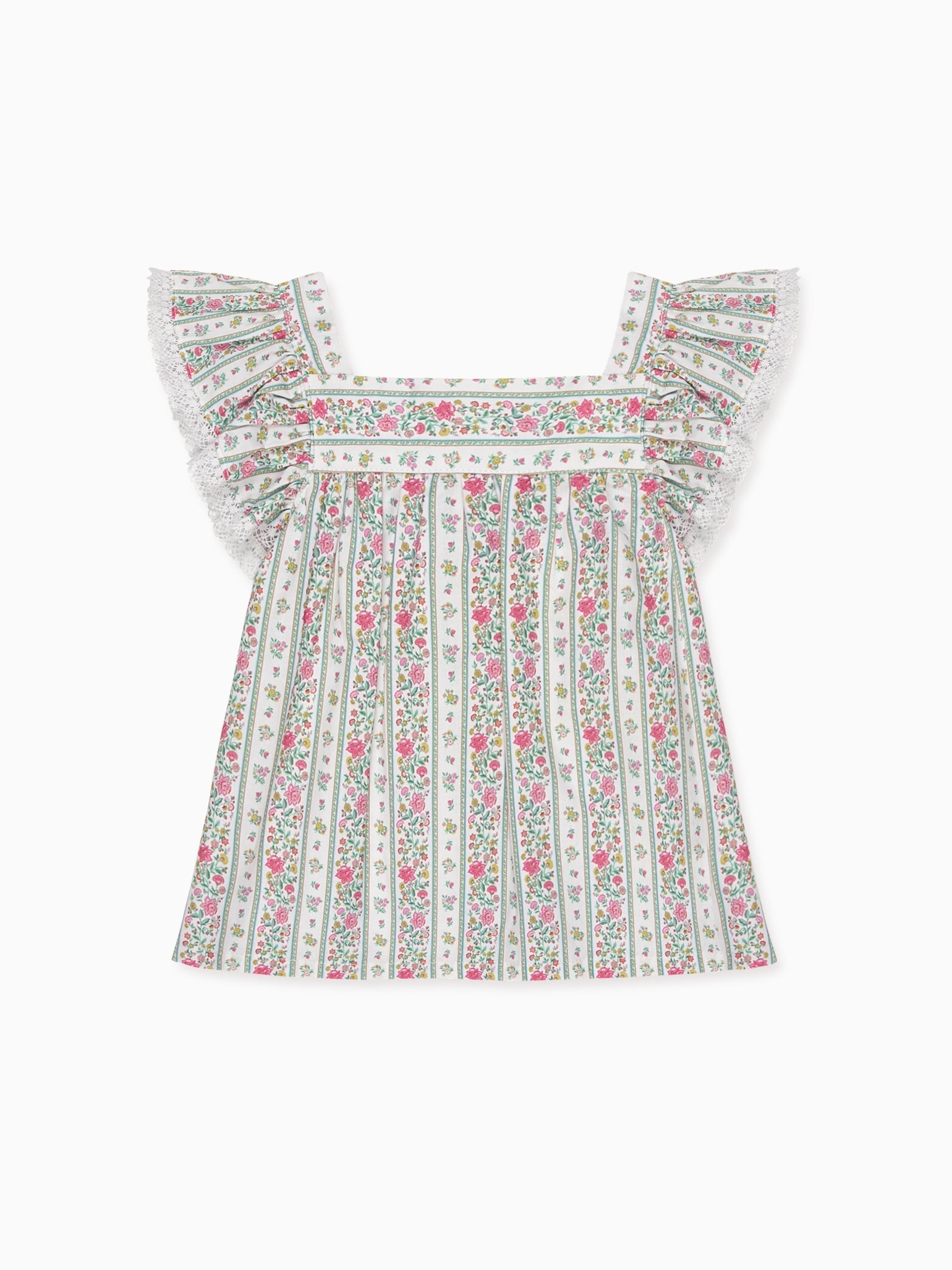 Fuchsia Pink Floral Stripe Anika Baby Girl Shirt