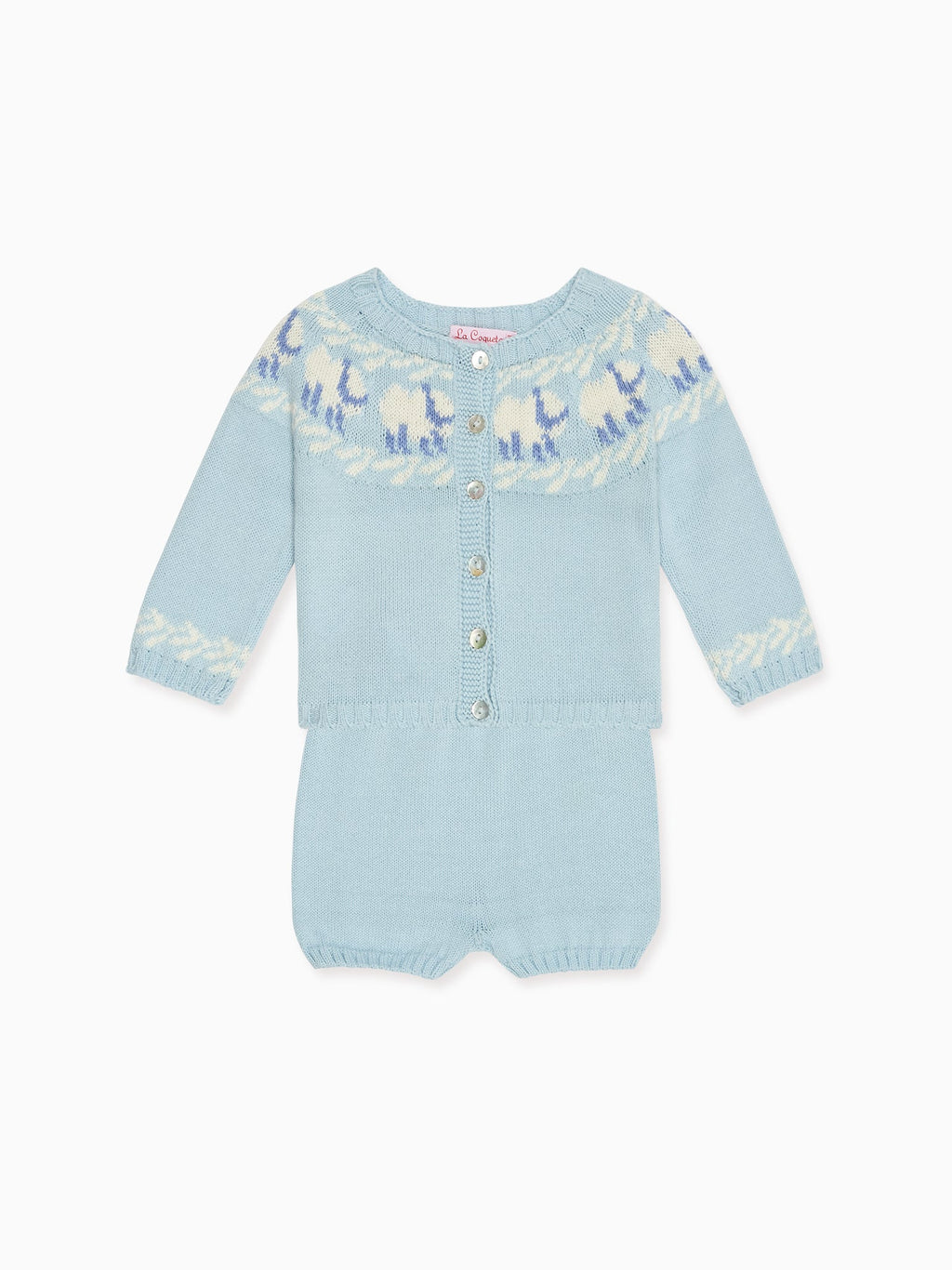 Light Blue Cordero Cotton Baby Knitted Gift Box Set