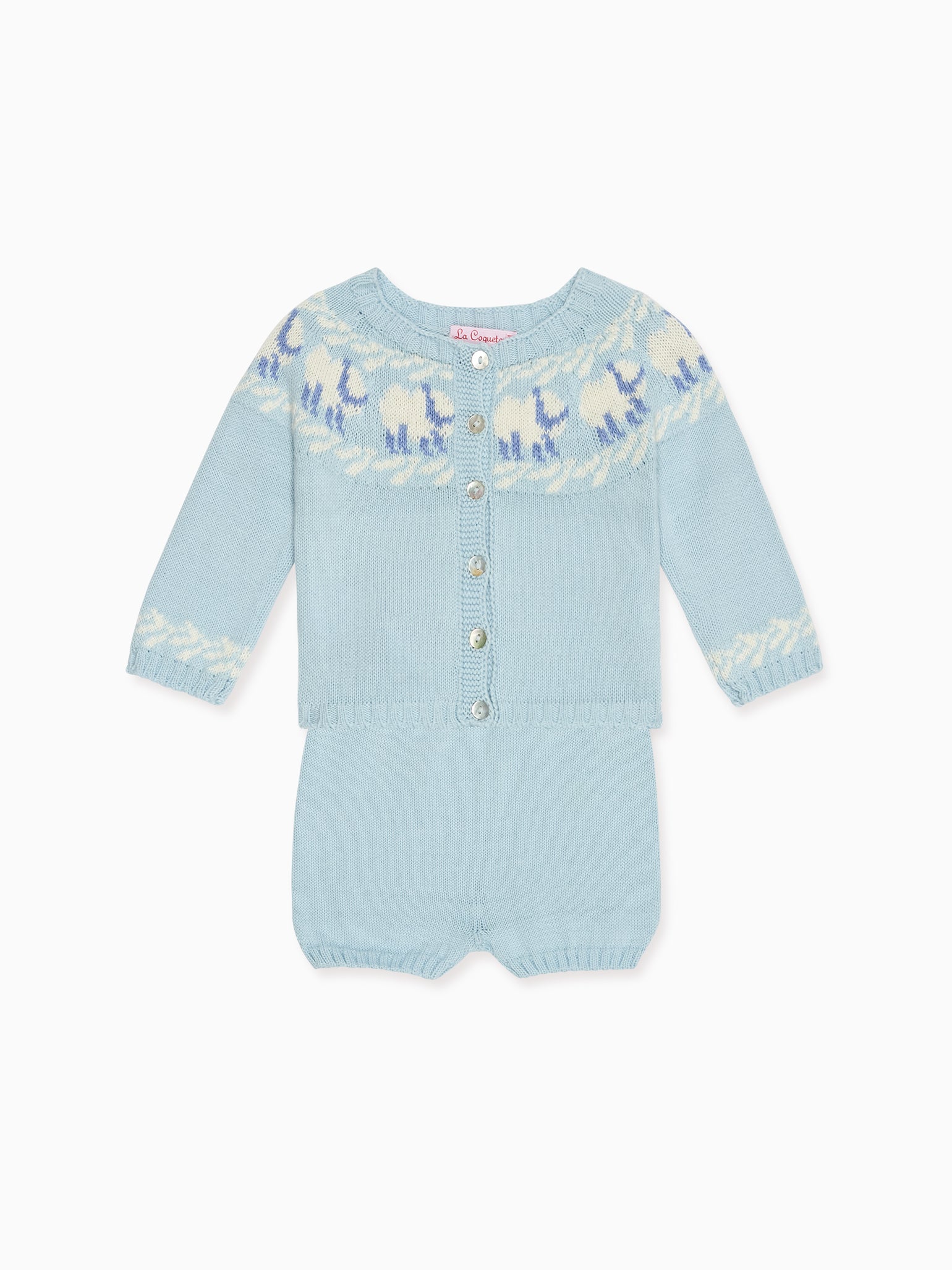 Light Blue Cordero Cotton Baby Knitted Gift Box Set