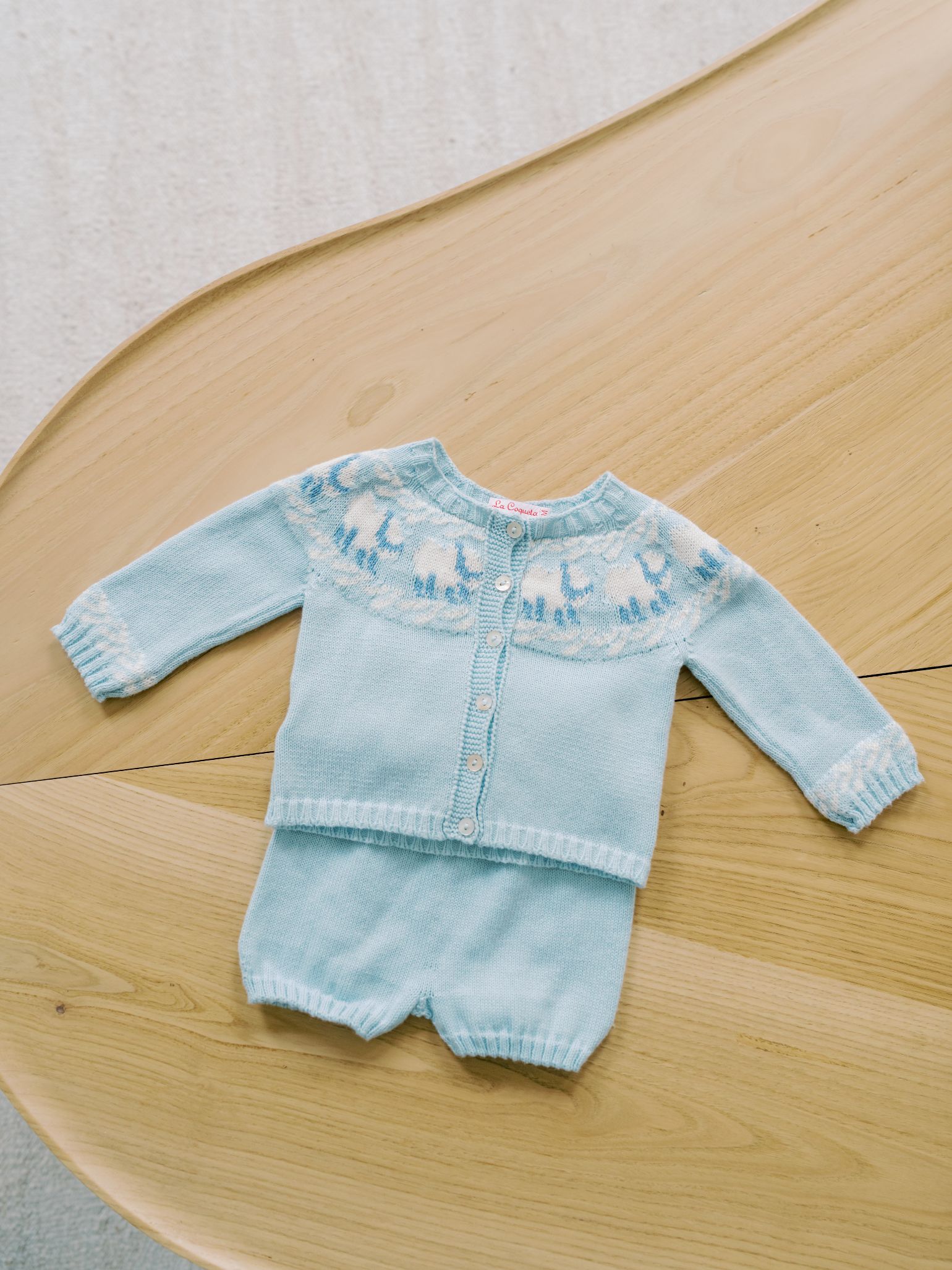 Light Blue Cordero Cotton Baby Knitted Gift Box Set