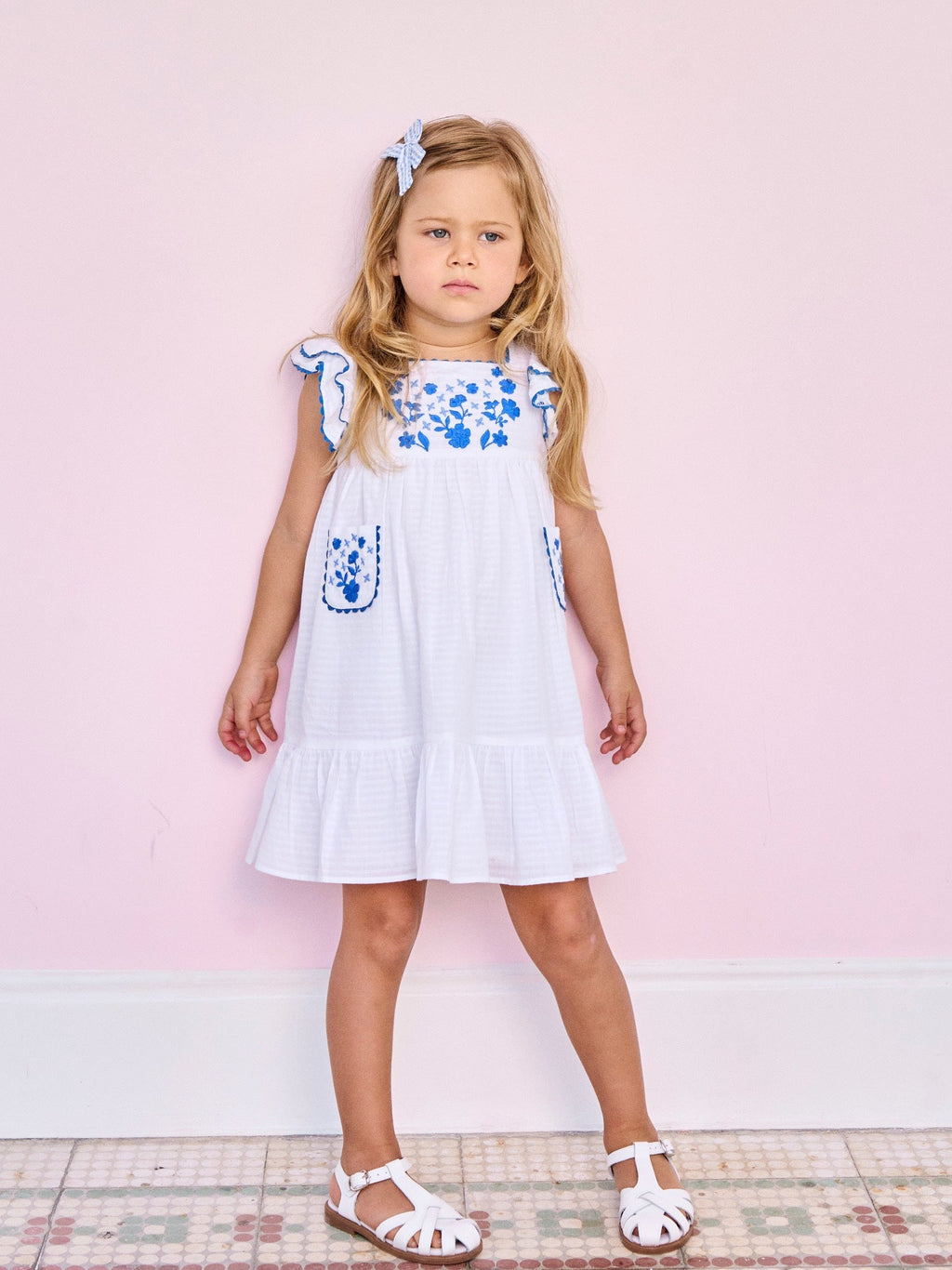 White Evelyn Embroidered Girl Dress