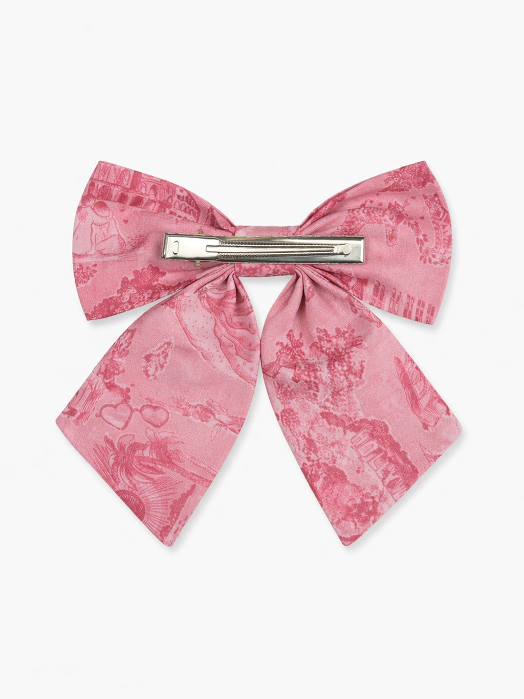 Nicky Hilton x La Coqueta Pink Toile de Jouy Brooke Large Bow Clip