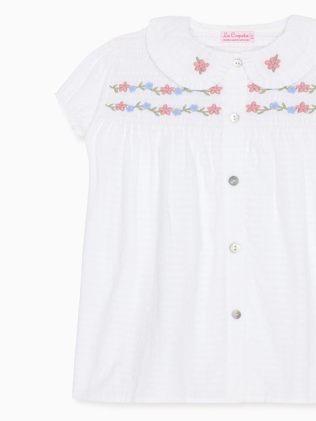 White Gingham Juana Girl Shirt