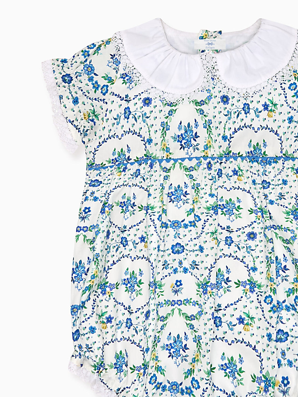 Nicky Hilton x La Coqueta Blue Bow Floral Lily-Grace Baby Girl Romper