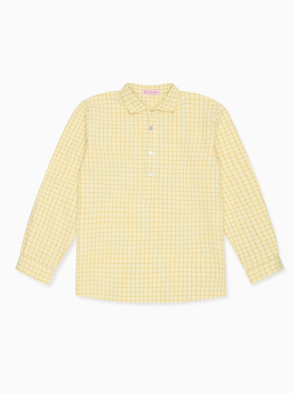 Yellow Check Miguel Long Sleeve Boy Shirt