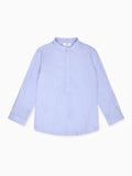 Nicky Hilton x La Coqueta Blue Stripe Nicholai Long Sleeve Boy Shirt