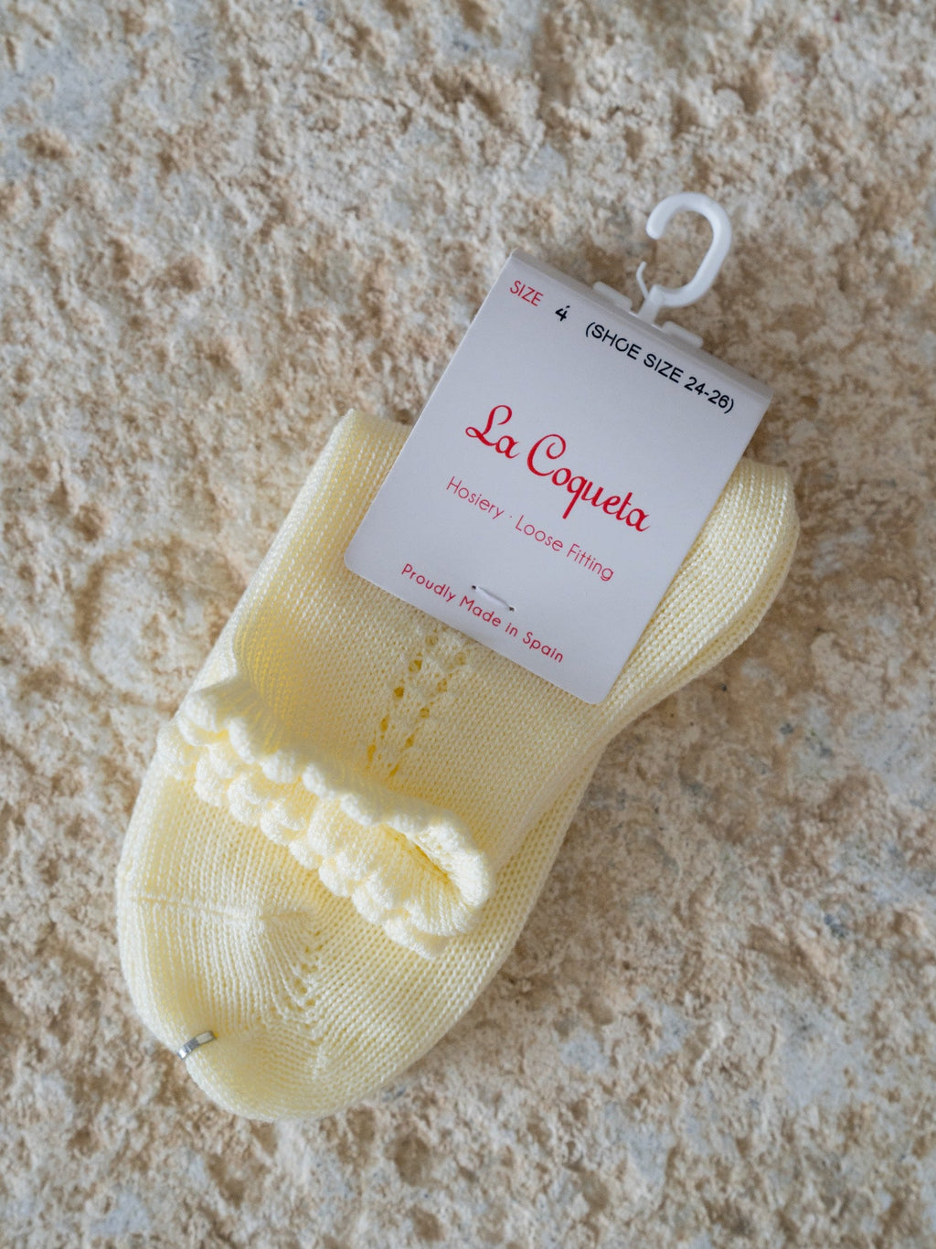 Pale Yellow Openwork Short Girl Socks