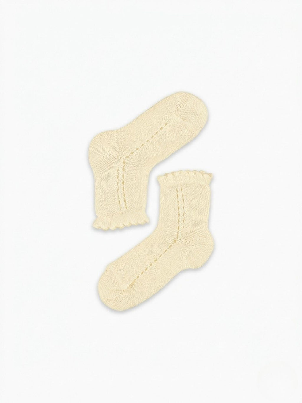 Pale Yellow Openwork Short Girl Socks