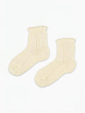 Pale Yellow Openwork Short Girl Socks