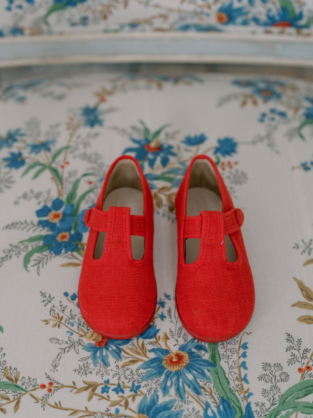 Red Pedro Canvas Baby T-Bar Shoes