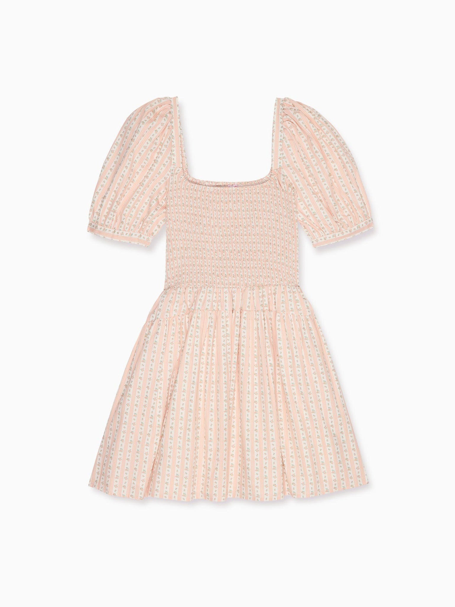 Pink Floral Stripe Sevilla Women Knee Length Dress