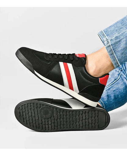 Men's Retro Flat Sole Sneakers – Vintage Casual Shoes (Black/Gray)