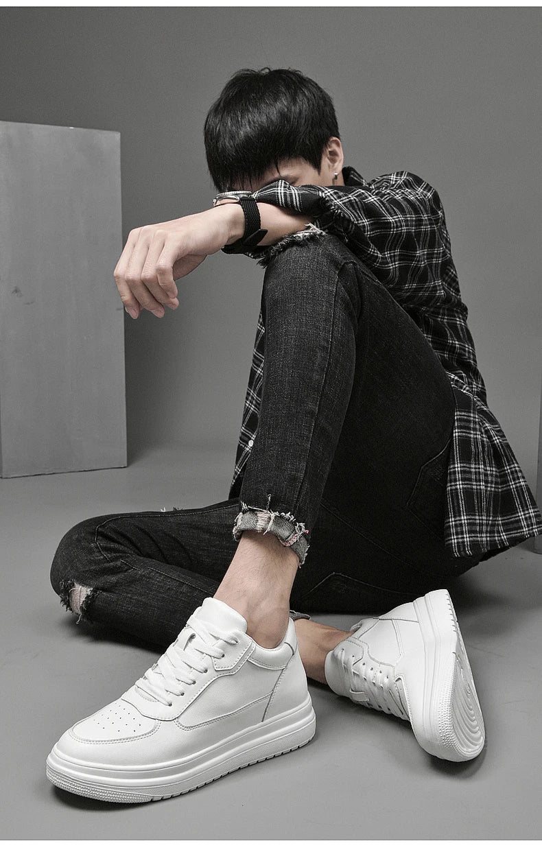 Men's Leather Elevator Sneakers – Height Increase 6cm / 8cm / 10cm