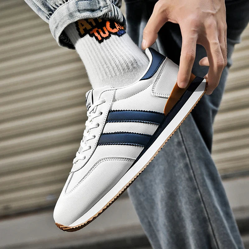 Men's Retro Sneakers – Casual Everyday Shoes (White/Green)