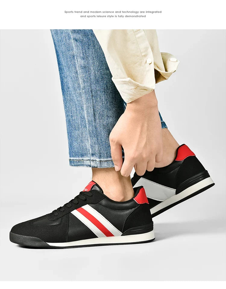 Men's Retro Flat Sole Sneakers – Vintage Casual Shoes (Black/Gray)