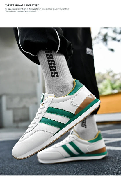 Men's Retro Sneakers – Casual Everyday Shoes (White/Green)