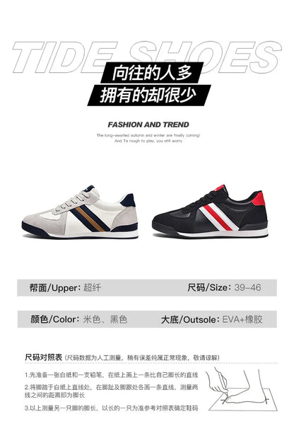 Men's Retro Flat Sole Sneakers – Vintage Casual Shoes (Black/Gray)