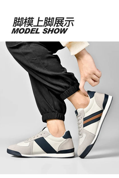 Men's Retro Flat Sole Sneakers – Vintage Casual Shoes (Black/Gray)