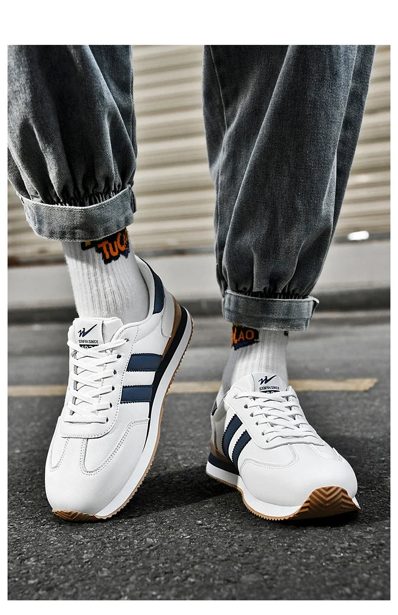Men's Retro Sneakers – Casual Everyday Shoes (White/Green)