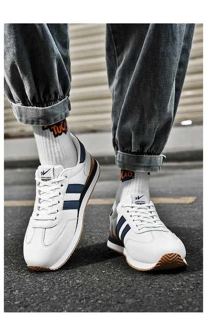 Men's Retro Sneakers – Casual Everyday Shoes (White/Green)