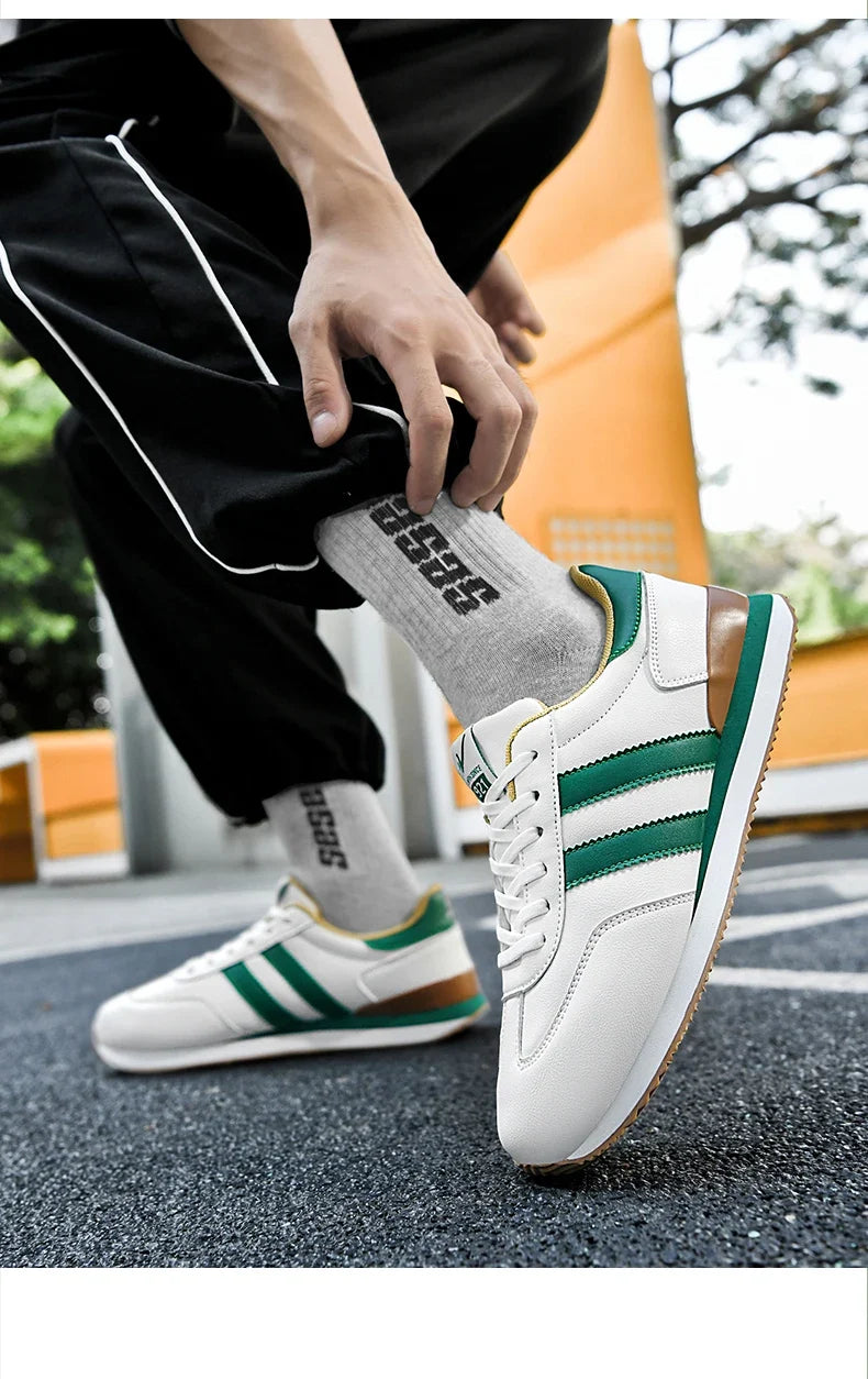 Men's Retro Sneakers – Casual Everyday Shoes (White/Green)