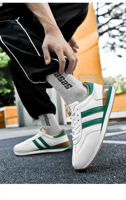 Men's Retro Sneakers – Casual Everyday Shoes (White/Green)