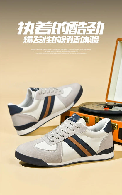 Men's Retro Flat Sole Sneakers – Vintage Casual Shoes (Black/Gray)