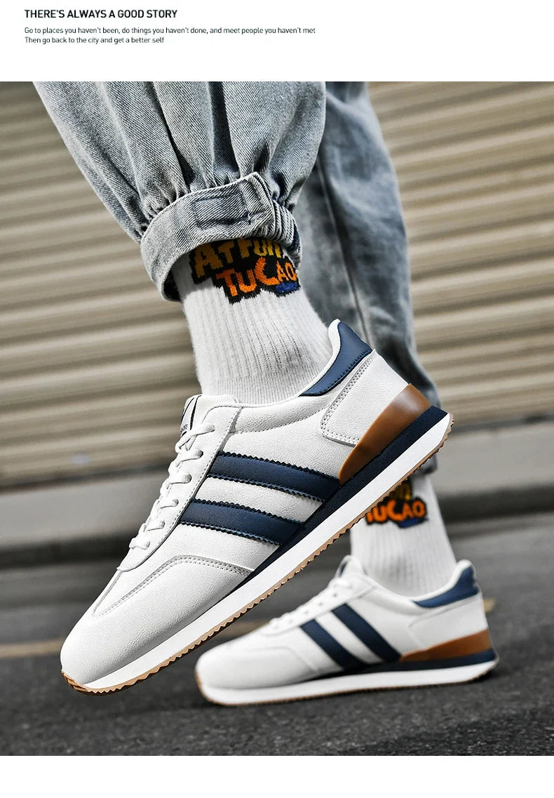 Men's Retro Sneakers – Casual Everyday Shoes (White/Green)