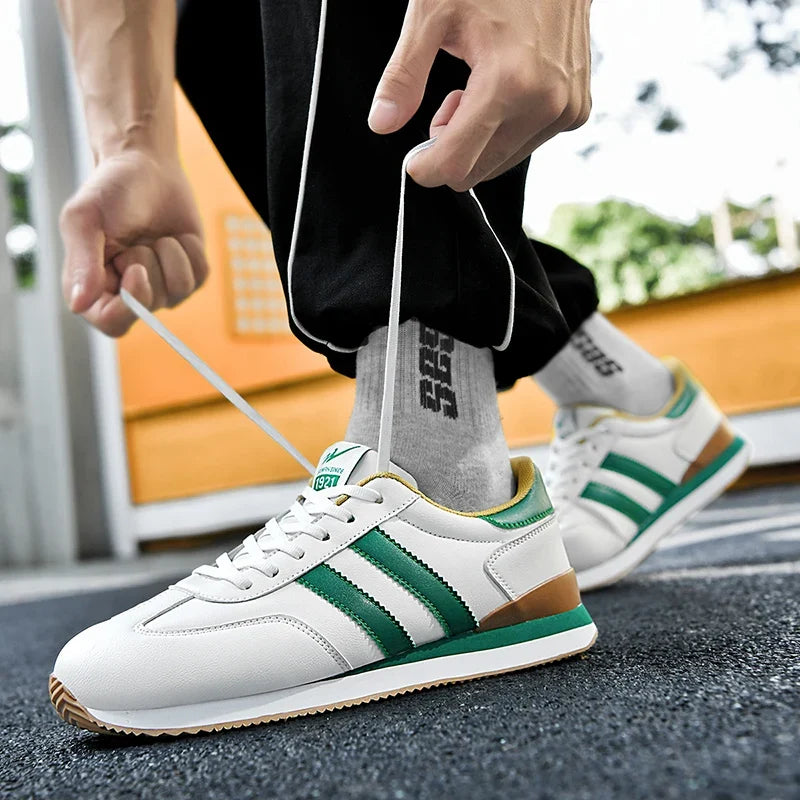 Men's Retro Sneakers – Casual Everyday Shoes (White/Green)