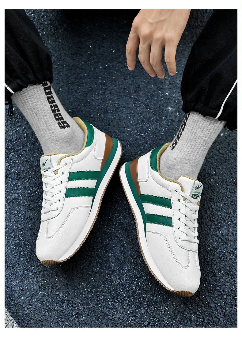 Men's Retro Sneakers – Casual Everyday Shoes (White/Green)
