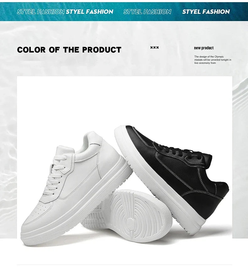 Men's Leather Elevator Sneakers – Height Increase 6cm / 8cm / 10cm