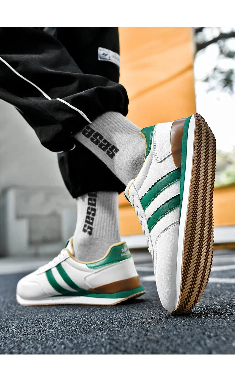 Men's Retro Sneakers – Casual Everyday Shoes (White/Green)
