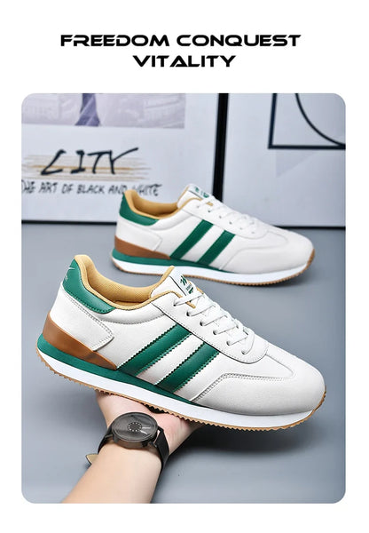 Men's Retro Sneakers – Casual Everyday Shoes (White/Green)