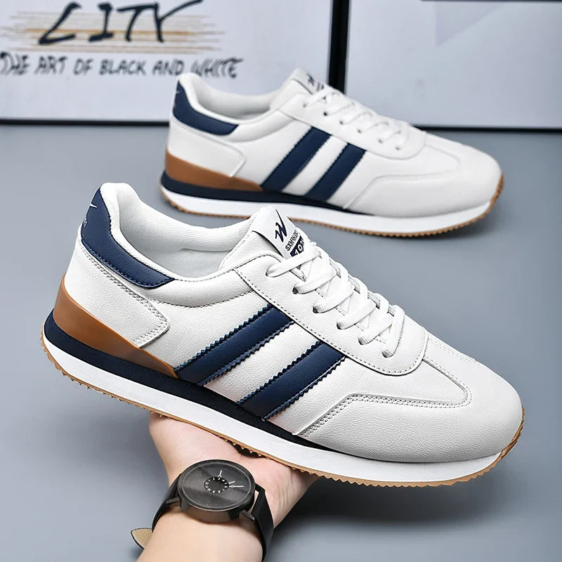 Men's Retro Sneakers – Casual Everyday Shoes (White/Green)