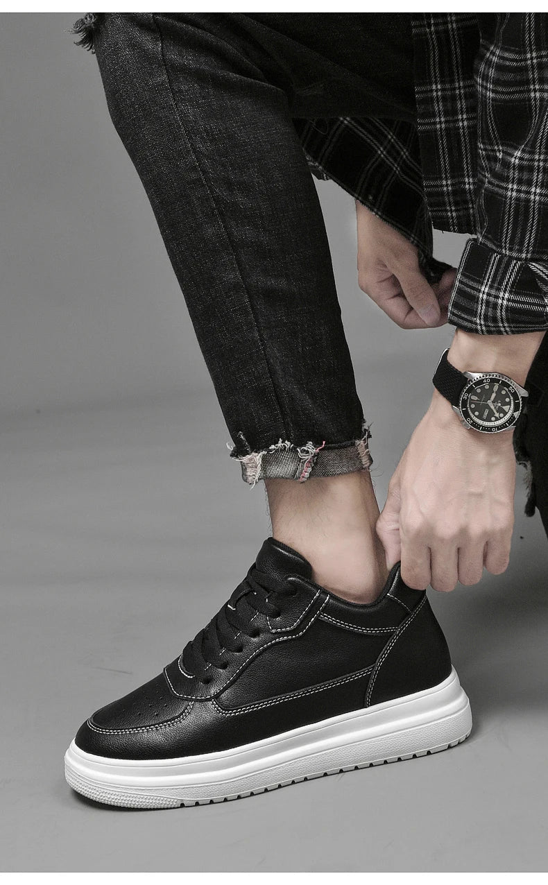 Men's Leather Elevator Sneakers – Height Increase 6cm / 8cm / 10cm