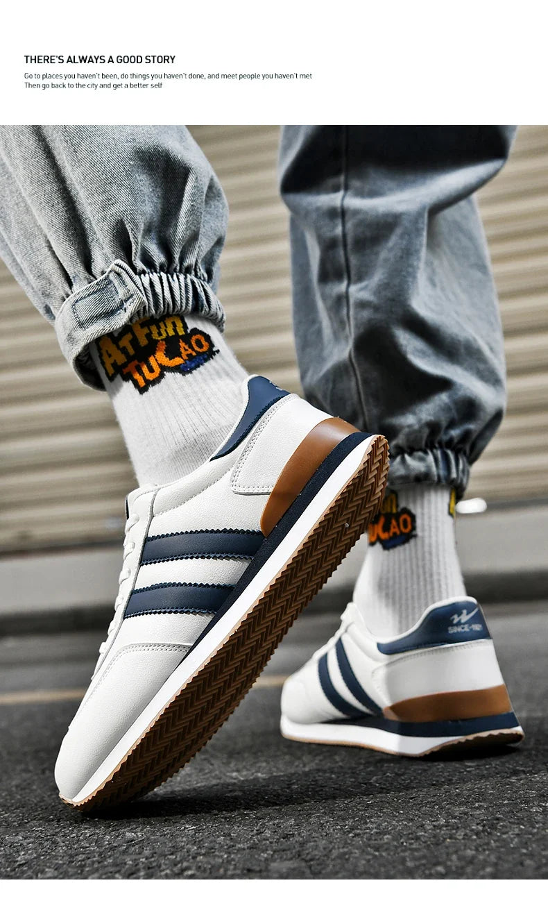 Men's Retro Sneakers – Casual Everyday Shoes (White/Green)