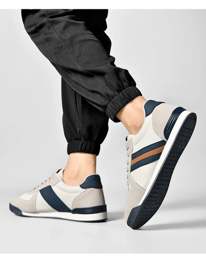 Men's Retro Flat Sole Sneakers – Vintage Casual Shoes (Black/Gray)