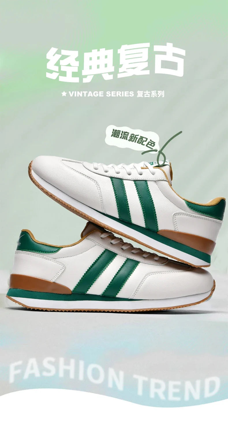 Men's Retro Sneakers – Casual Everyday Shoes (White/Green)