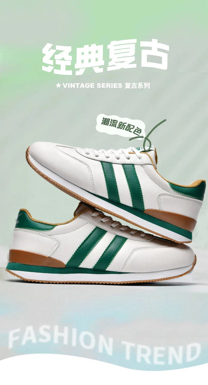 Men's Retro Sneakers – Casual Everyday Shoes (White/Green)