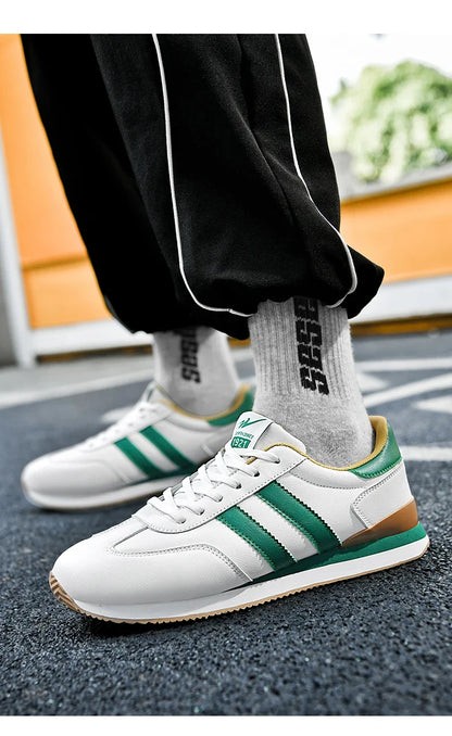 Men's Retro Sneakers – Casual Everyday Shoes (White/Green)