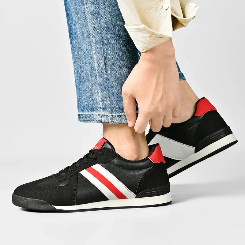 Men's Retro Flat Sole Sneakers – Vintage Casual Shoes (Black/Gray)