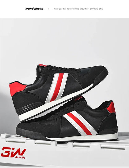 Men's Retro Flat Sole Sneakers – Vintage Casual Shoes (Black/Gray)