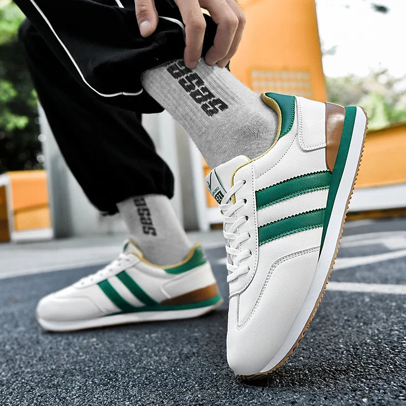 Men's Retro Sneakers – Casual Everyday Shoes (White/Green)