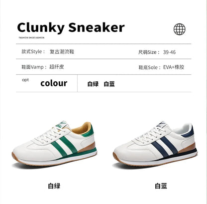 Men's Retro Sneakers – Casual Everyday Shoes (White/Green)