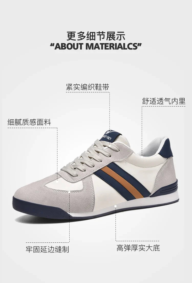 Men's Retro Flat Sole Sneakers – Vintage Casual Shoes (Black/Gray)