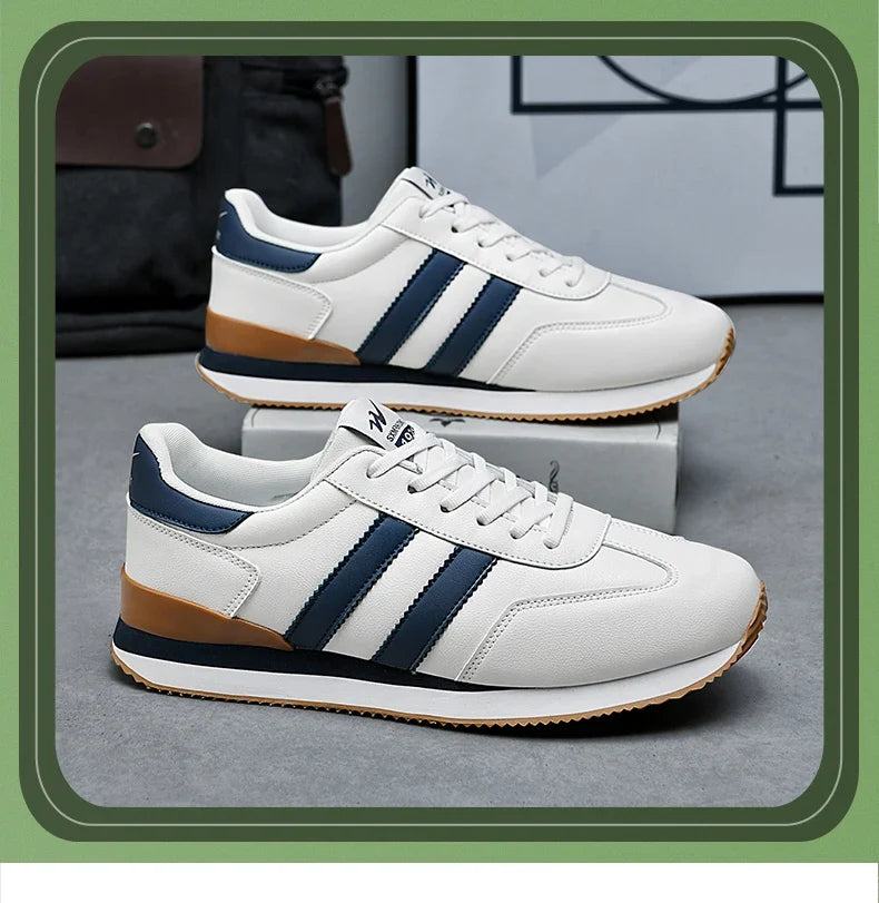 Men's Retro Sneakers – Casual Everyday Shoes (White/Green)