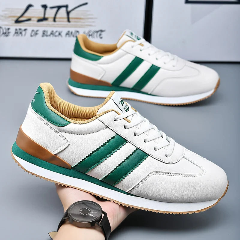 Men's Retro Sneakers – Casual Everyday Shoes (White/Green)